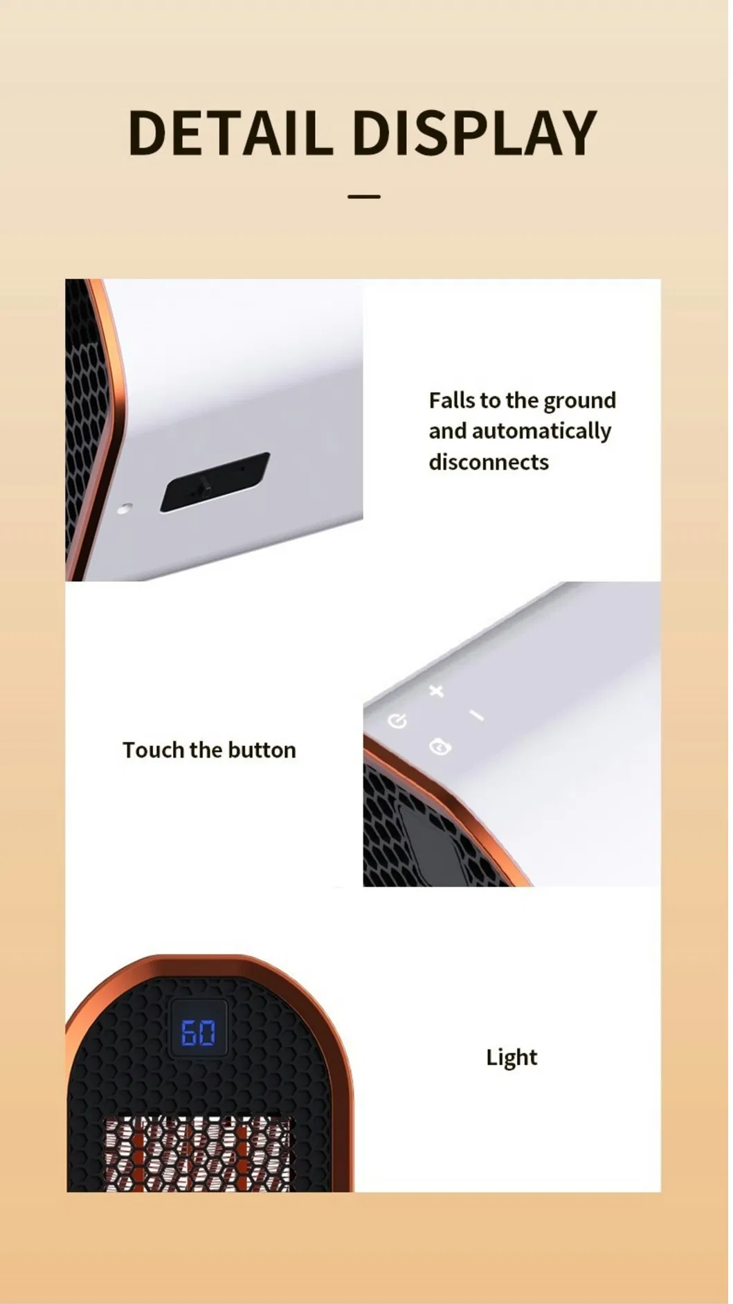 Portable Electric PTC Fan Heater 1200W Remote Control/Mechanical Control PTC Heater