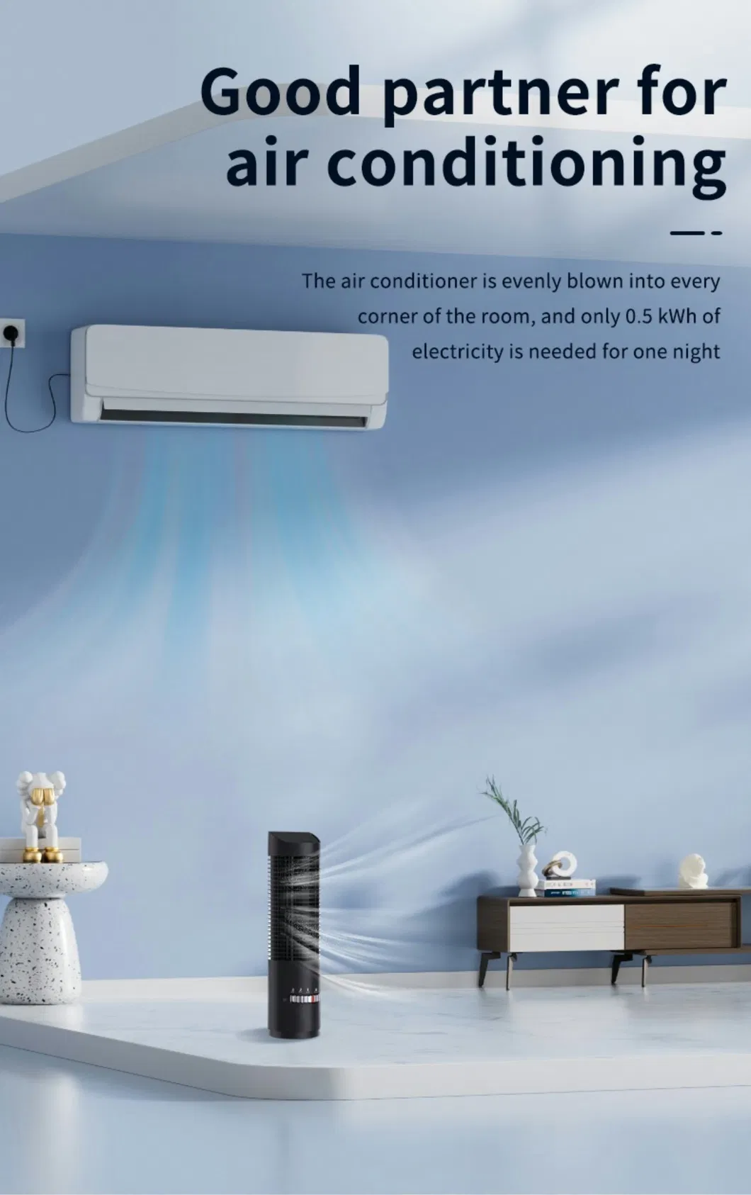 New Design Wholesale High Velocity Fan Leafless Quiet Vertical Standing Fans Energy-Saving Tower Fan