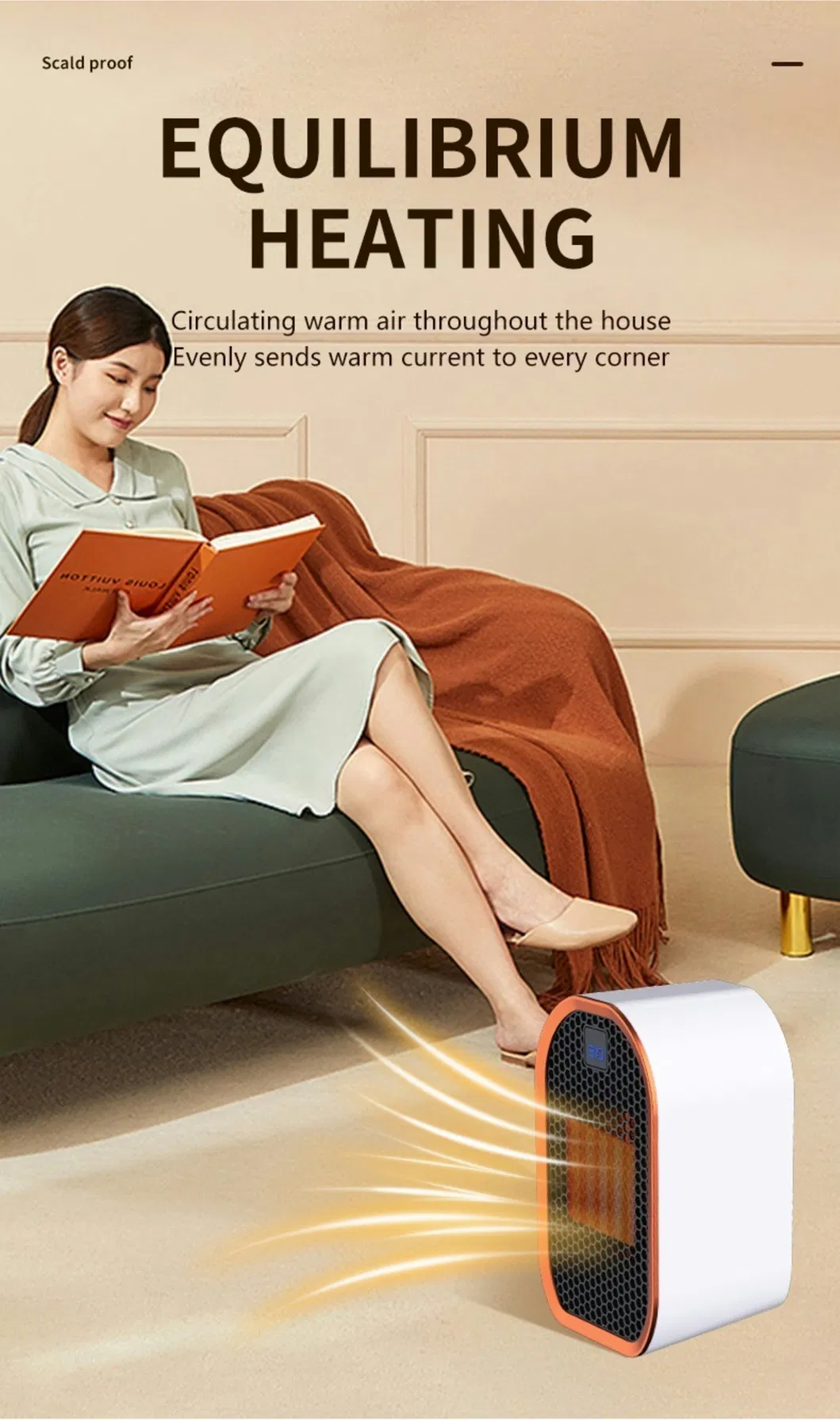 Portable Warmer Heaters PTC Graphene Heating Mini Desktop Fan Heater Electric Space Heater
