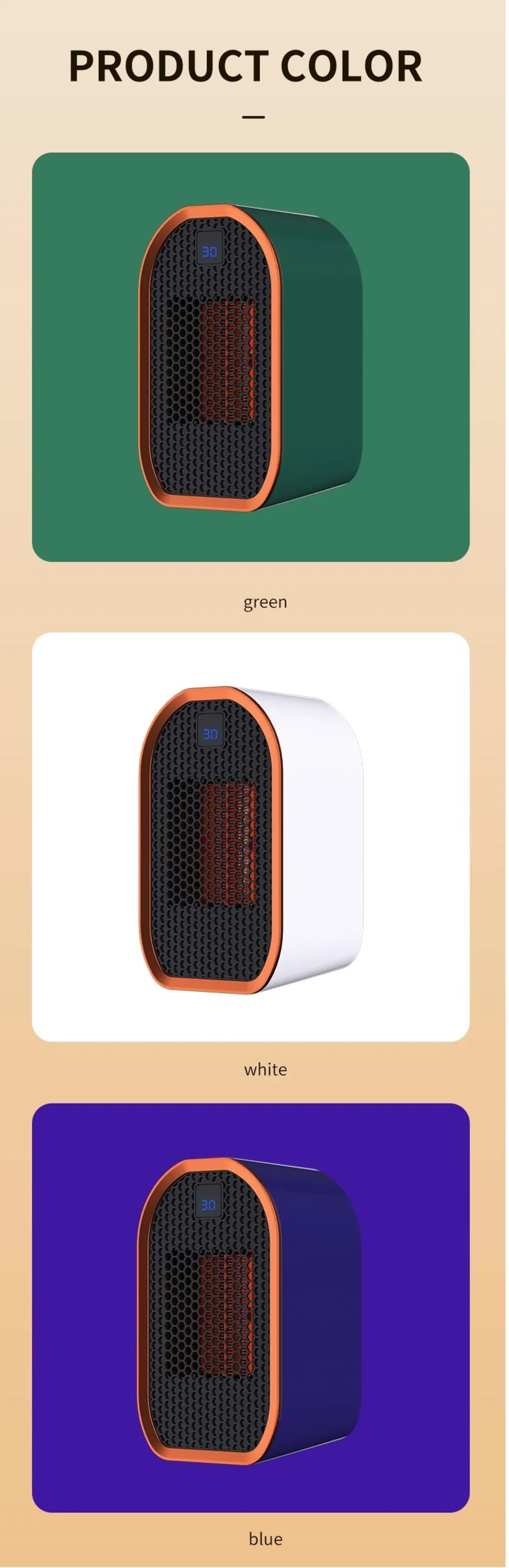 1200W PTC Graphene Heating Portable Mini Low Noise Portable Electric Fan Heater