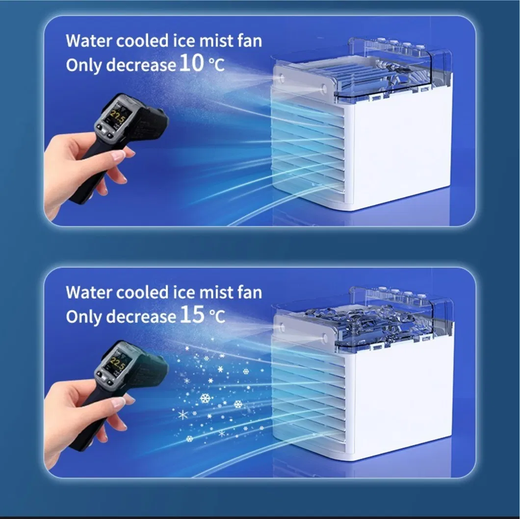 Portable Mini Air Evaporative Cooler Conditioner Fan with 7 Colors LED Light/1/2/3 H Timer/3 Wind Speeds and 3 Spray Mode