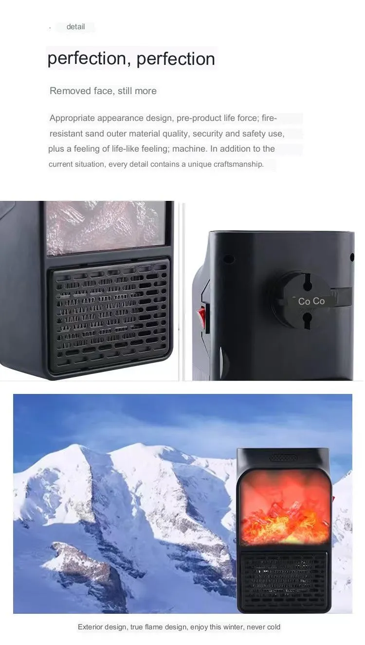 Amazon Explosive Heater Household Flame Electric Heater Office Heating Mini Small Desktop Warmer