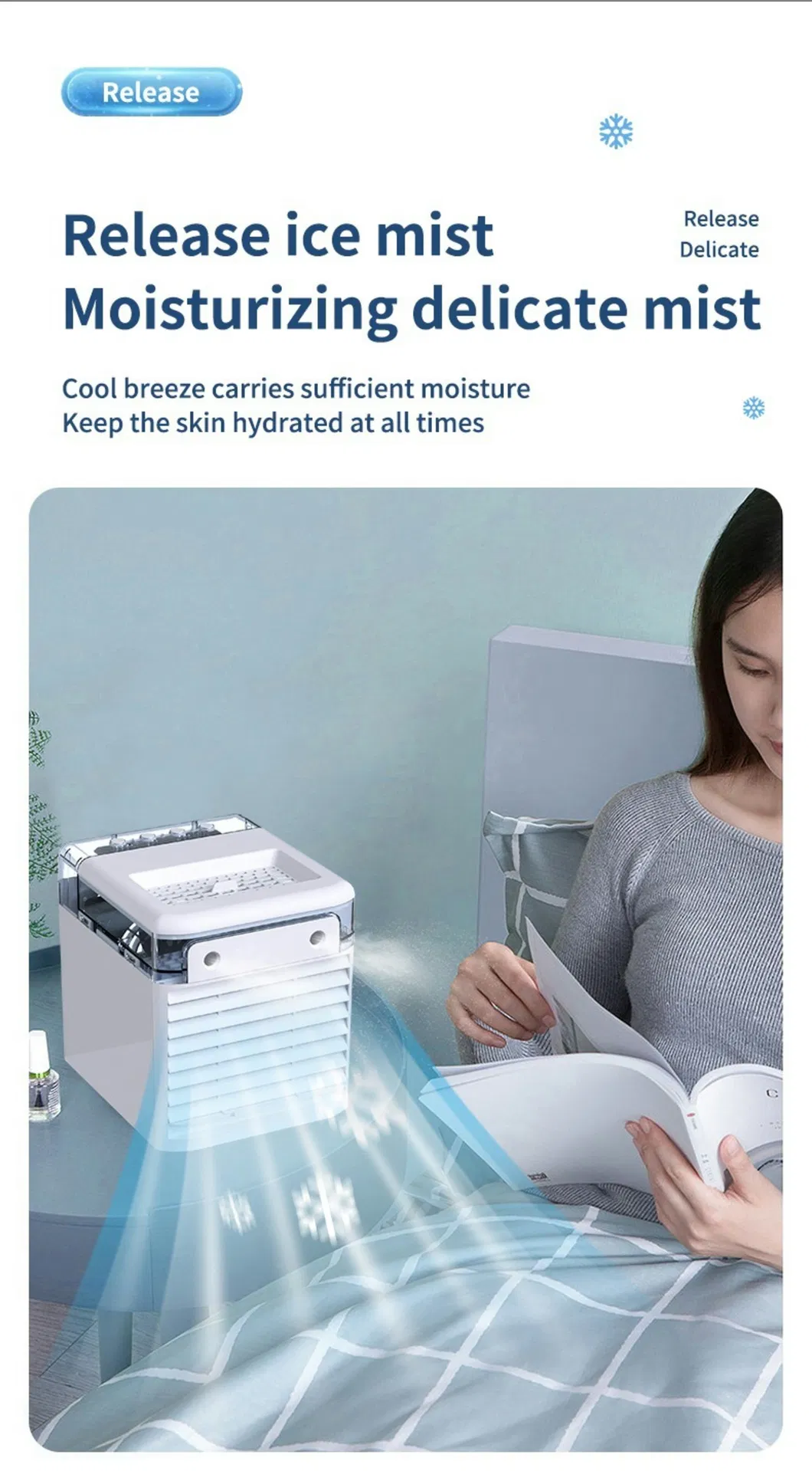 Domestic Standing Fan Speed Controller Rechargeable Humidifier Mist Air Cooler Fan