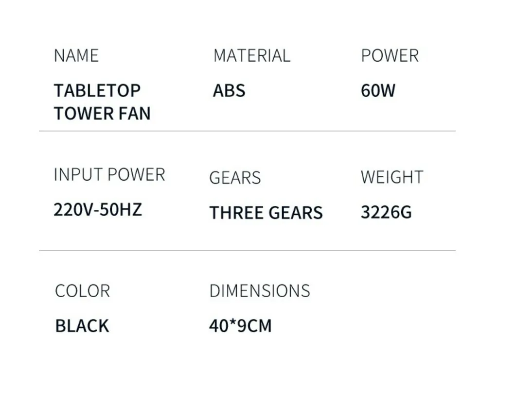 Home Appliance Custom Tower Fan Silent 60W Powerful High Velocity Fan Full New Plastic Floor Standing Fans
