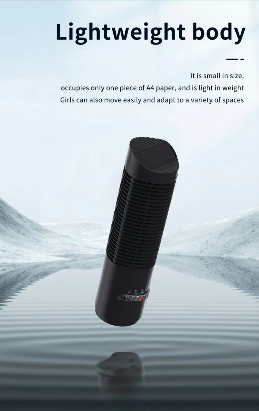 Strong Power 60W High-Grade Tower Fan Portable Bladeless Oscillating High Velocity Fan Home Sient Air Cooling Column Fan
