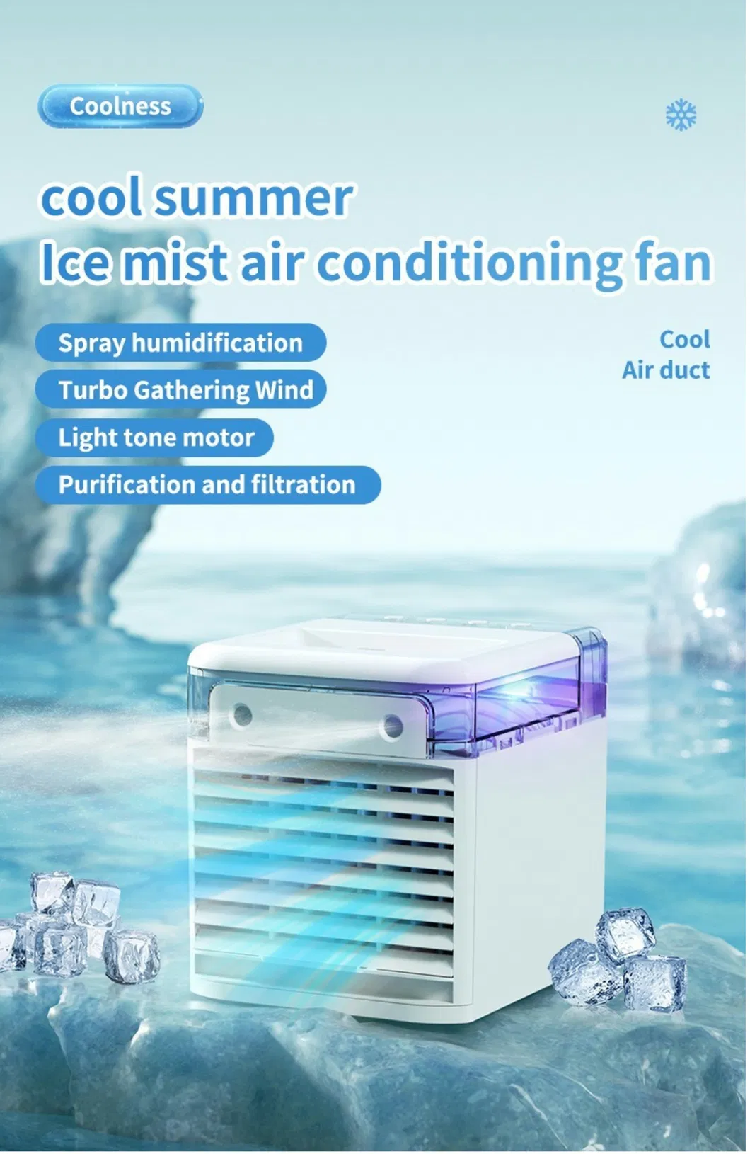 16/18 Inch AC DC Portable Solar Rechargeable Ventilador Humidifier Air Water Cooler Mist Fan